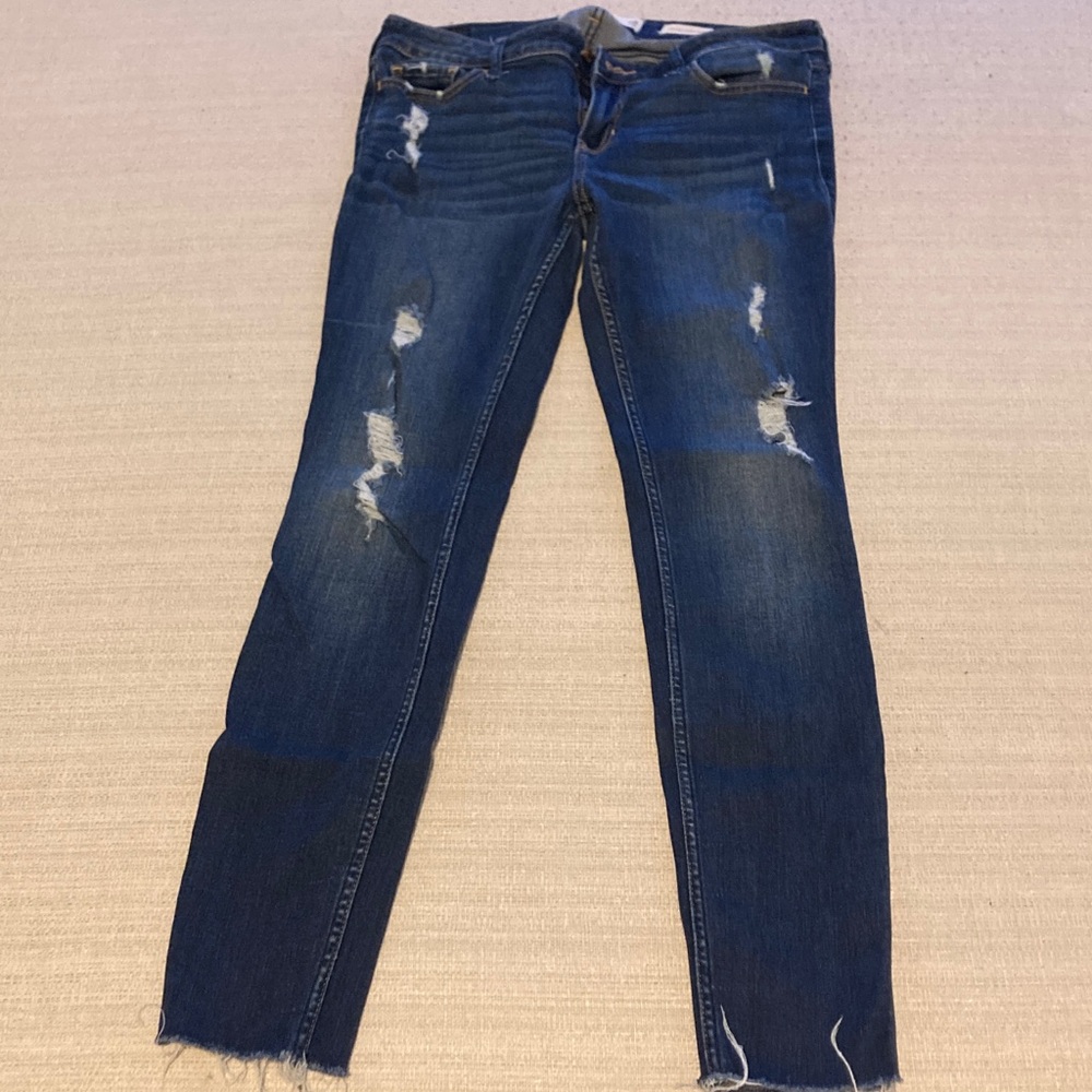 Hollister Dark Blue Distressed Skinny Jeans